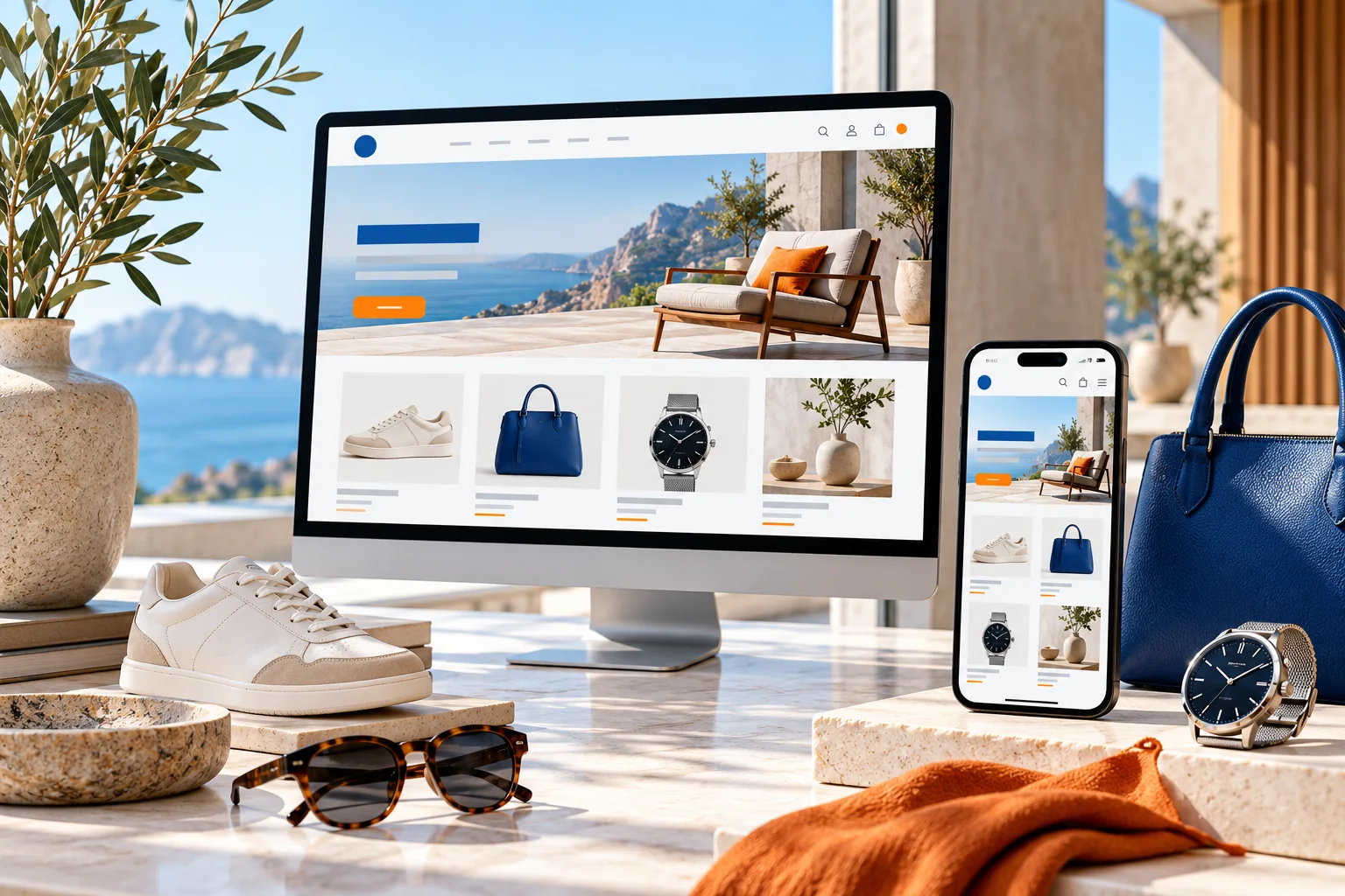 Cena que representa sites e ecommerce