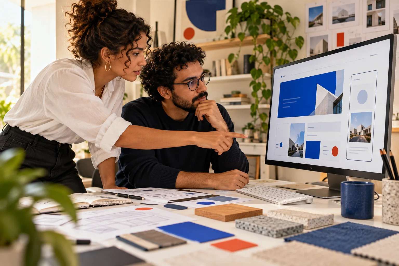 Profissionais criando uma interface digital em um estúdio